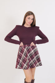 MAGLIA MODAL LANA SPALLINE VINO