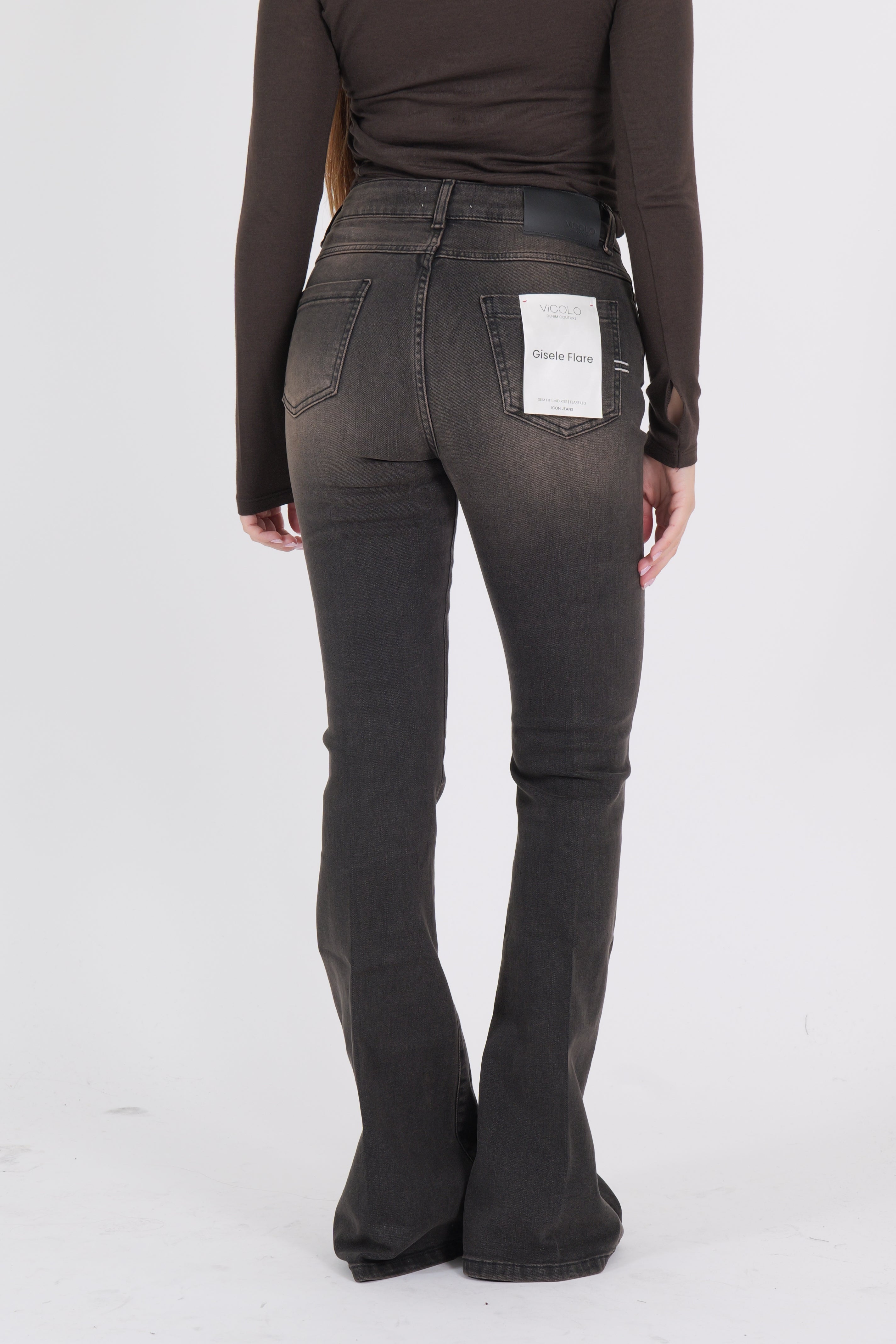 DENIM GISELLE FLARE NERO/MORO