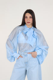 CAMICIA FIOCCO CELESTE