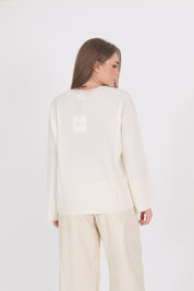 MAGLIONE SCOLLO V BURRO