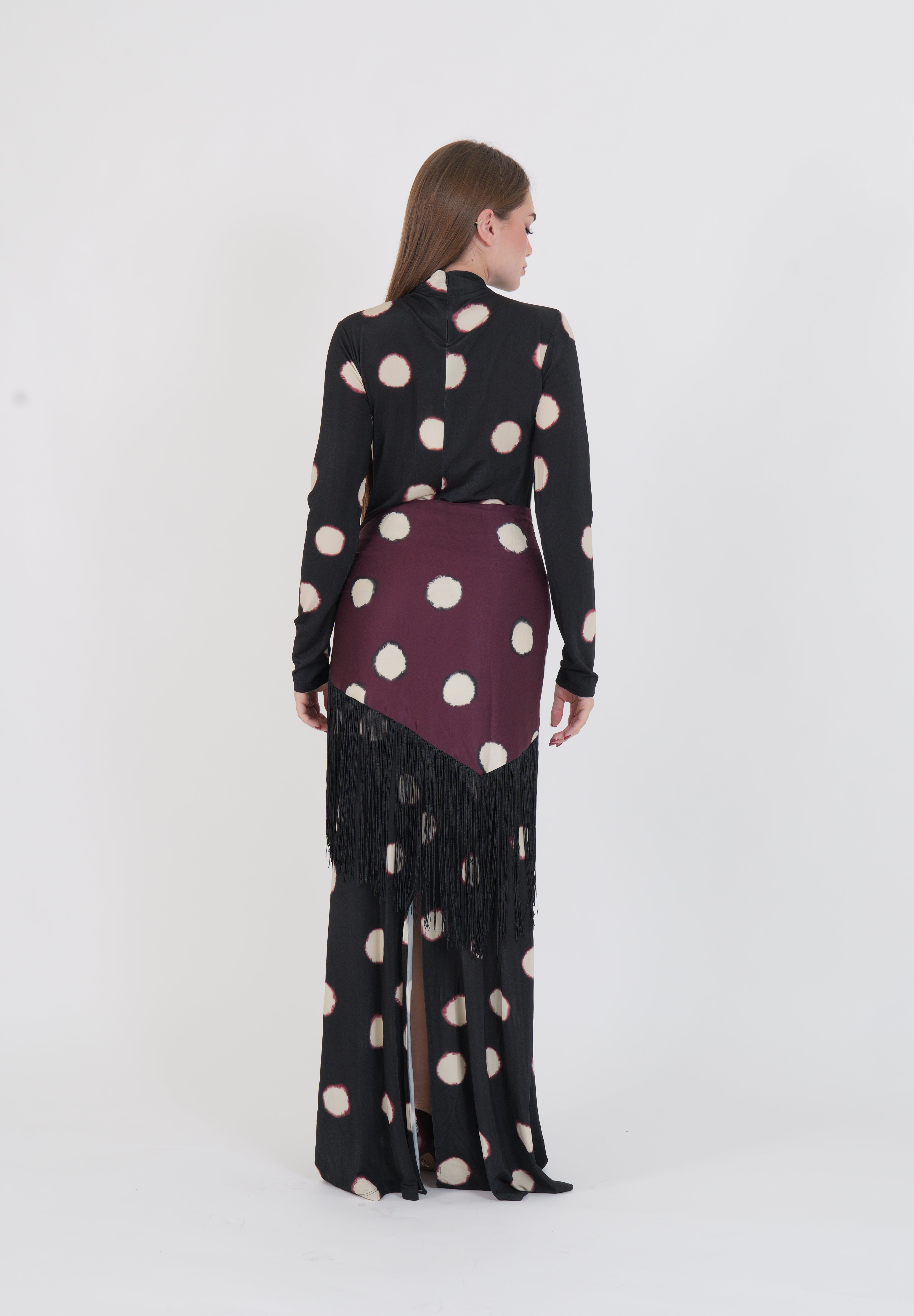 PAREO NERO/BIANCO CON FRANGE