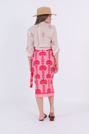 GONNA PAREO MIDI PALME ROSA/ROSSO
