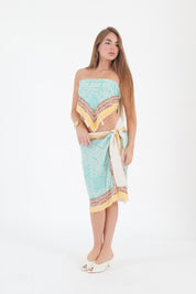 GONNA CORTA PAREO FOULARD TURCHESE