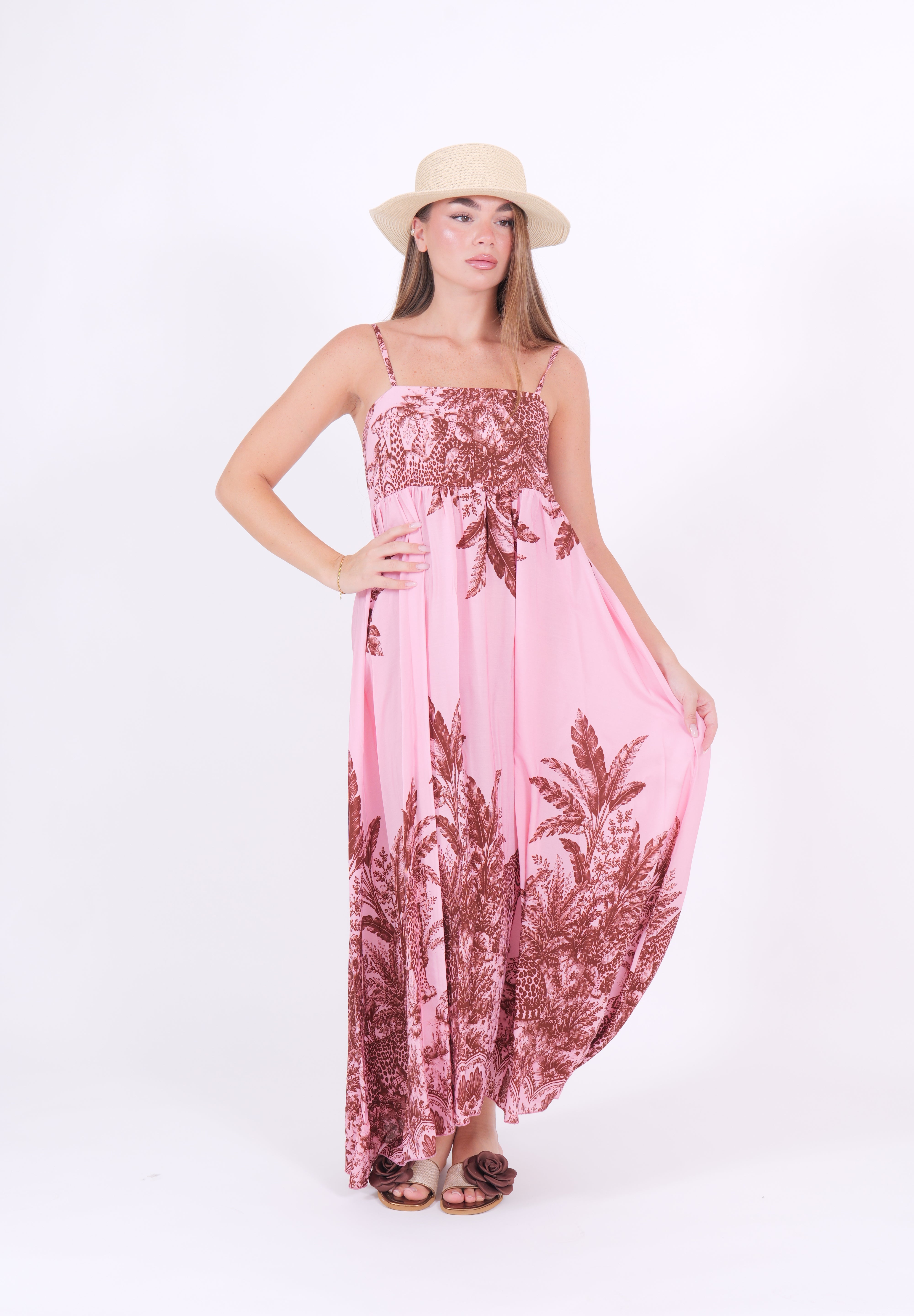 ABITO LEOPARD ROSA/MORO