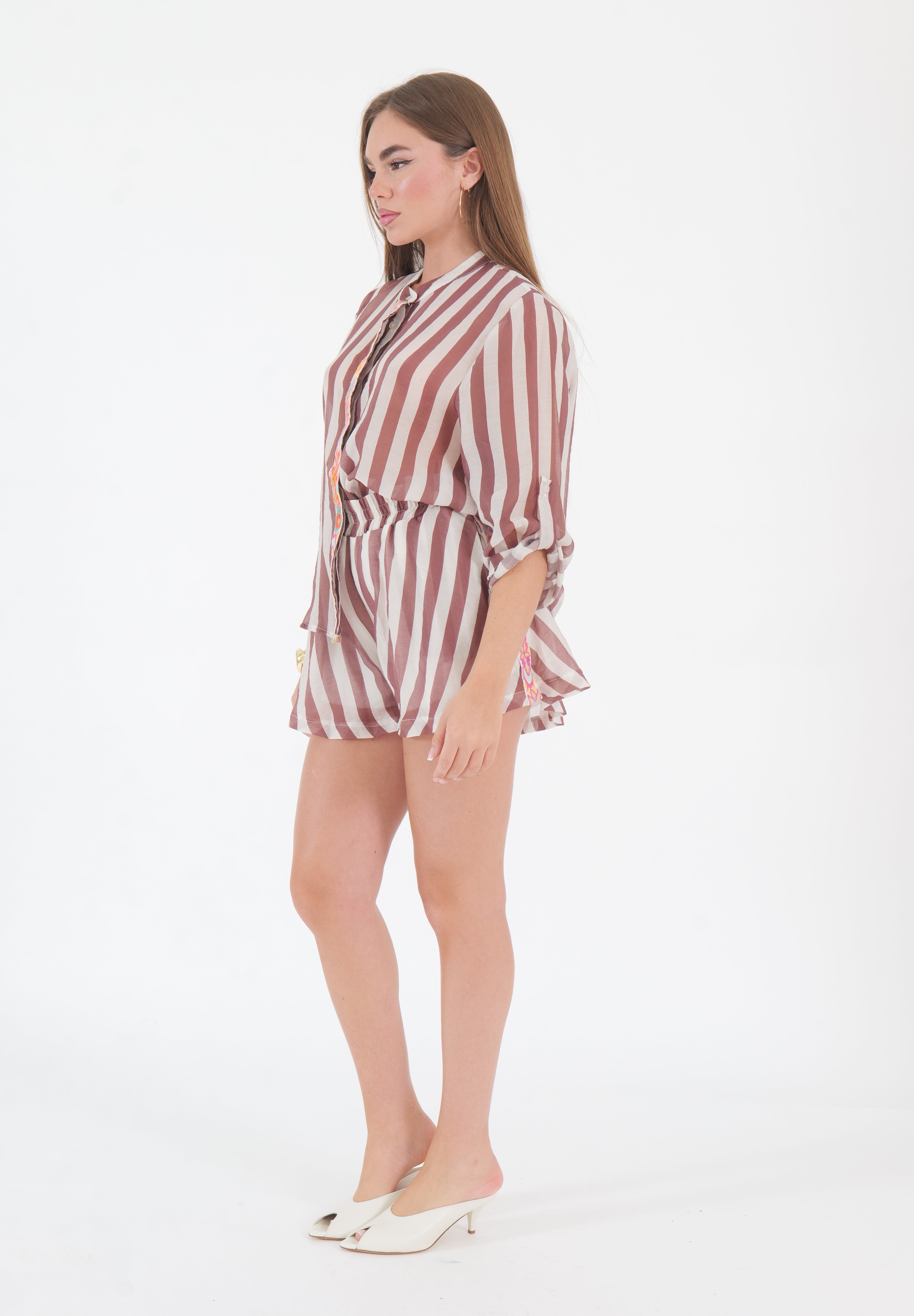 SHORTS FARFALLA PANNA/CUOIO