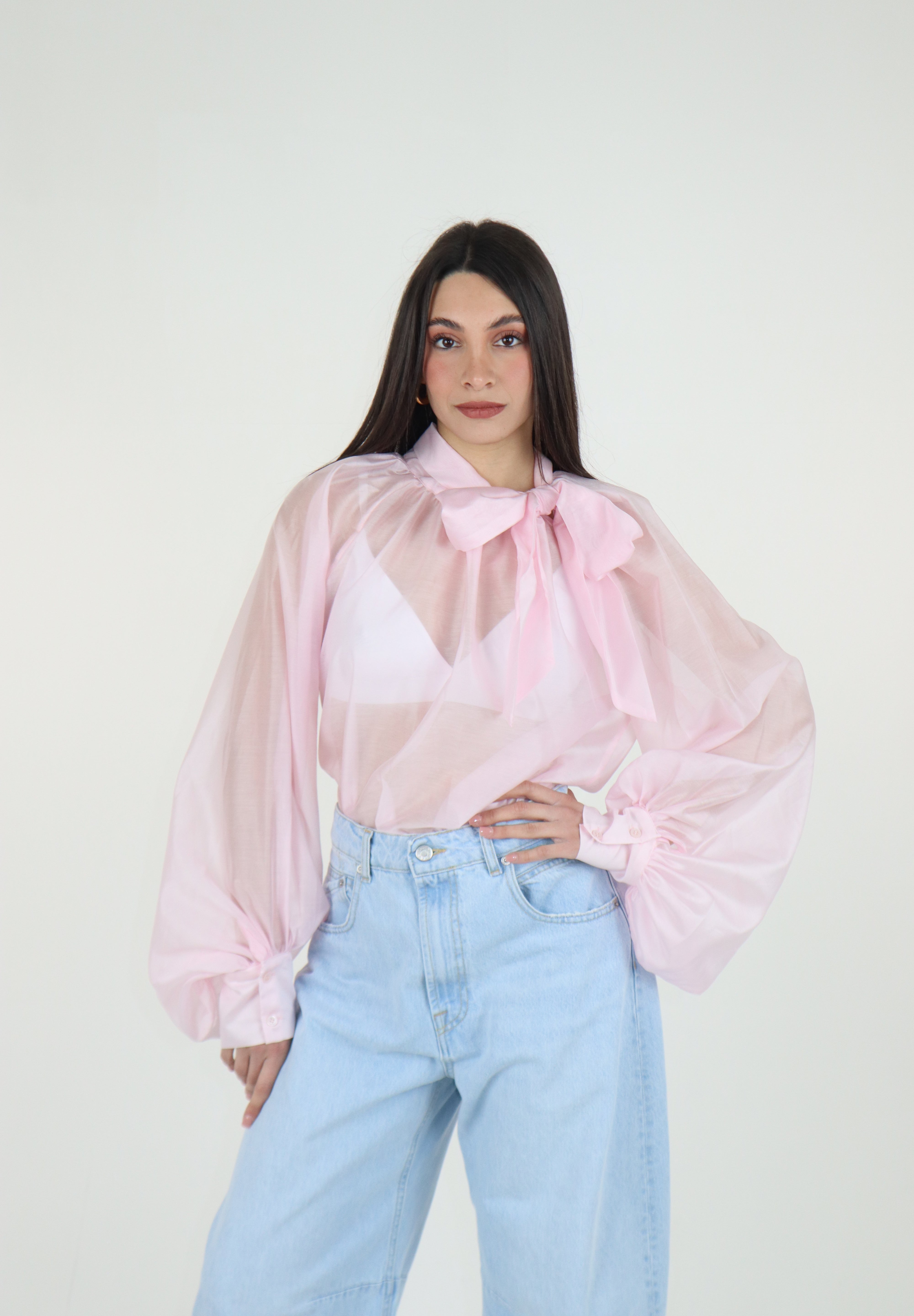 CAMICIA FIOCCO ROSA