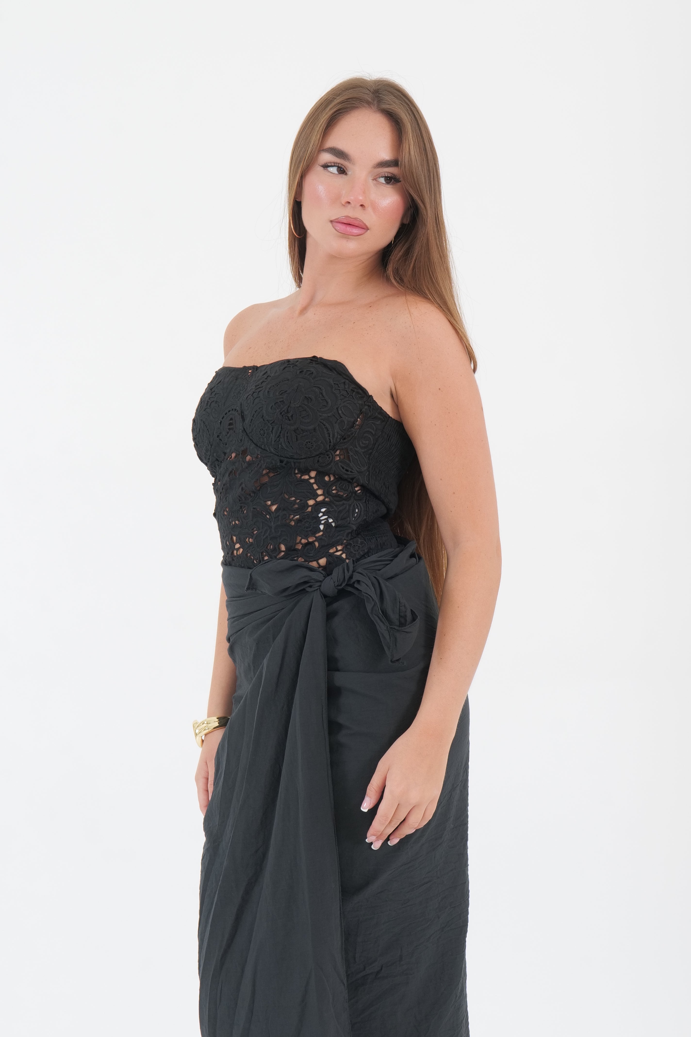 TOP CORSETTO ROSE NERO