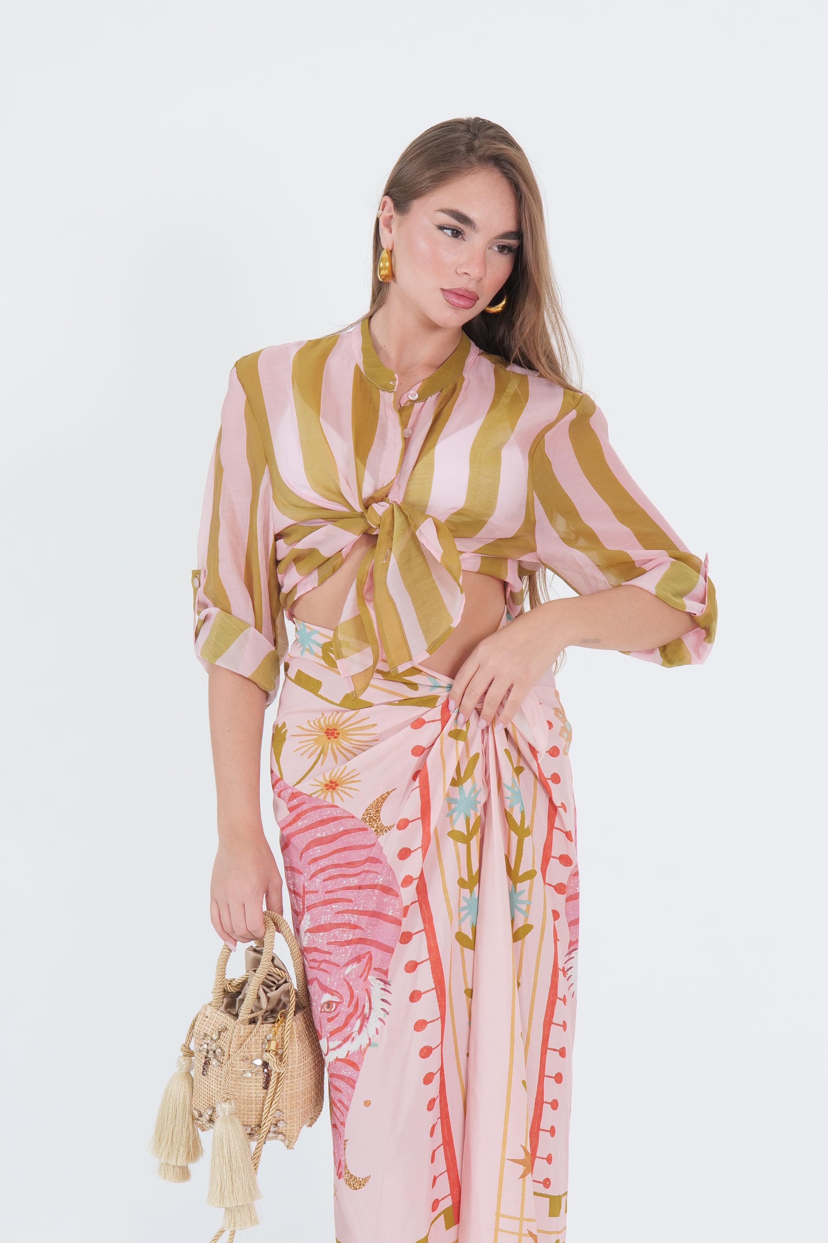 CAMICIA ECO RIGA LIME/ROSA