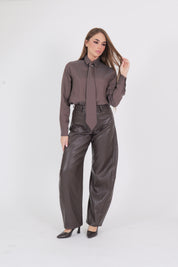PANTALONE ECOPELLE MORO