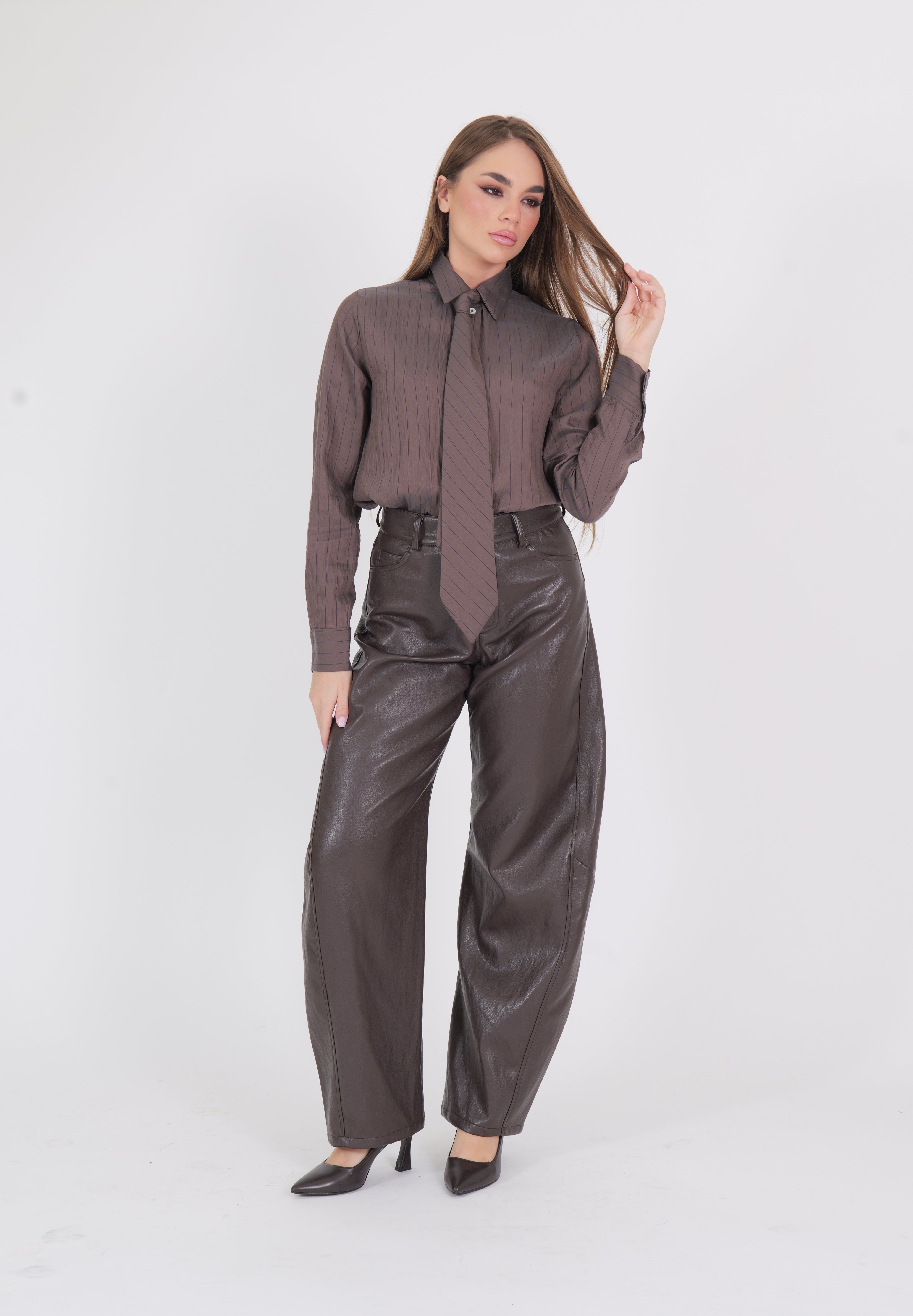 PANTALONE ECOPELLE MORO