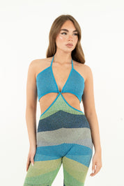 JUMPSUIT MAXI CHEVRON LUREX