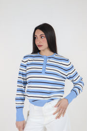 MAGLIA RIGHE BABY BLUE