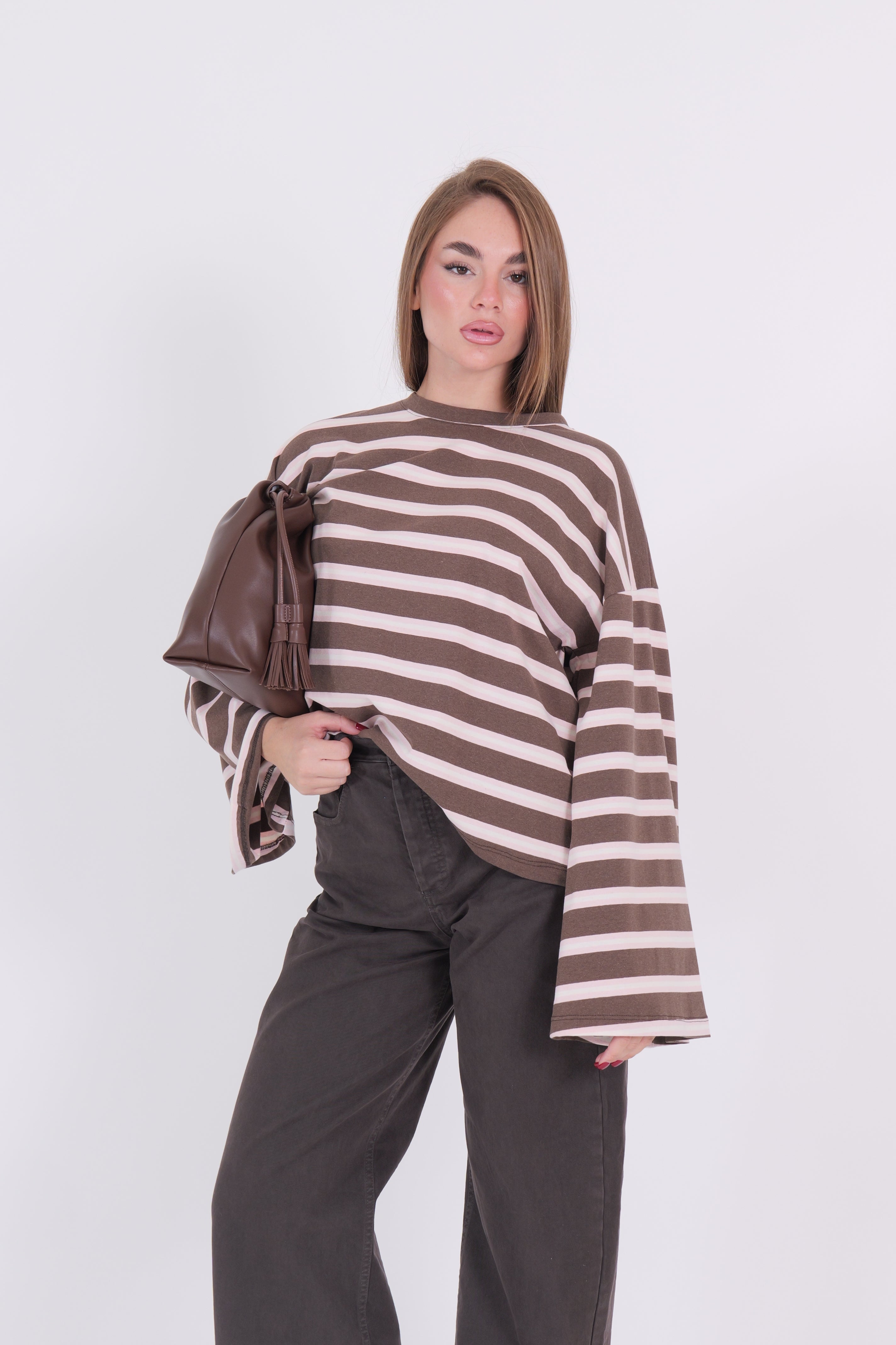 T-SHIRT LINES ROSA/MORO