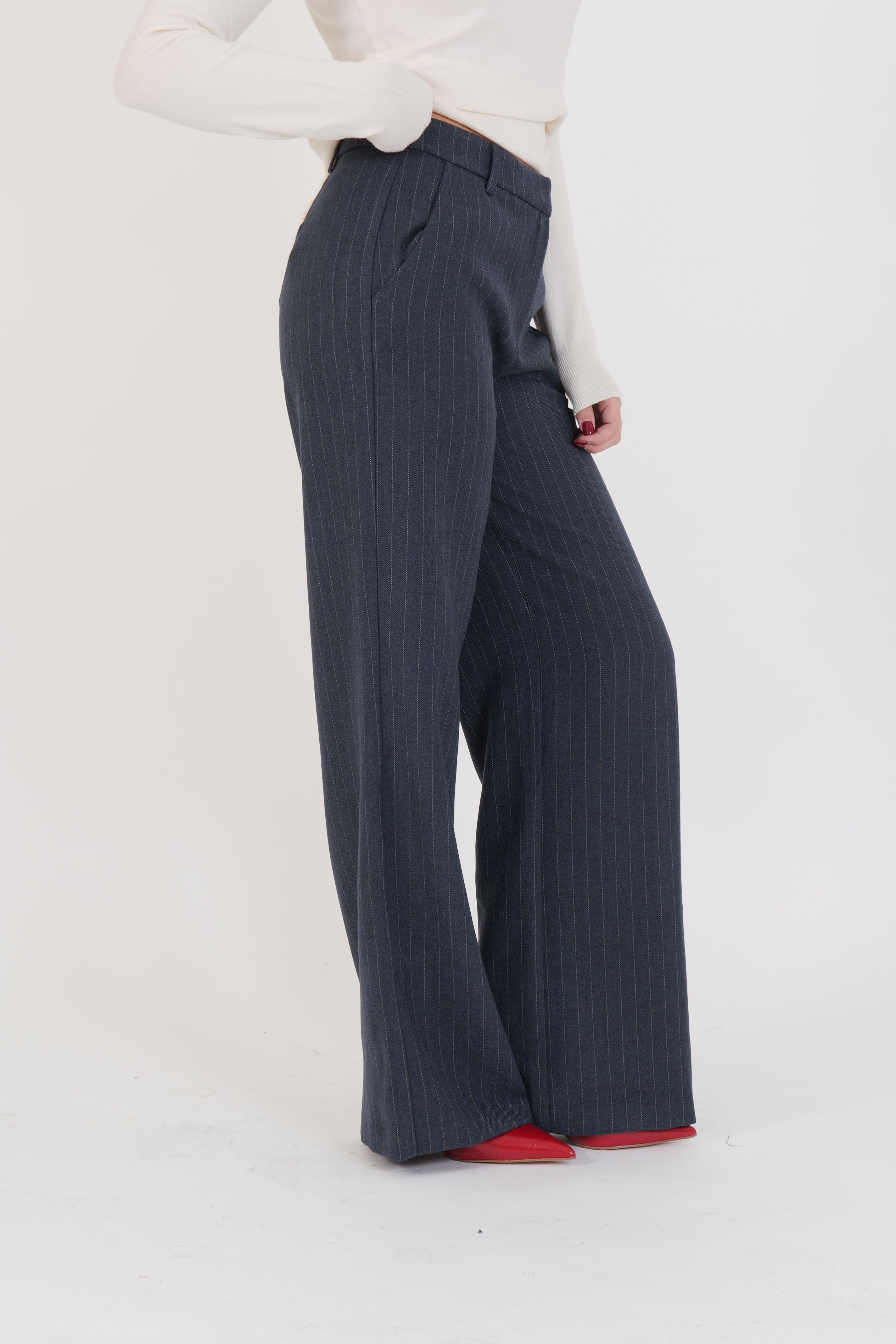 PANTALONE GESSATO BLU