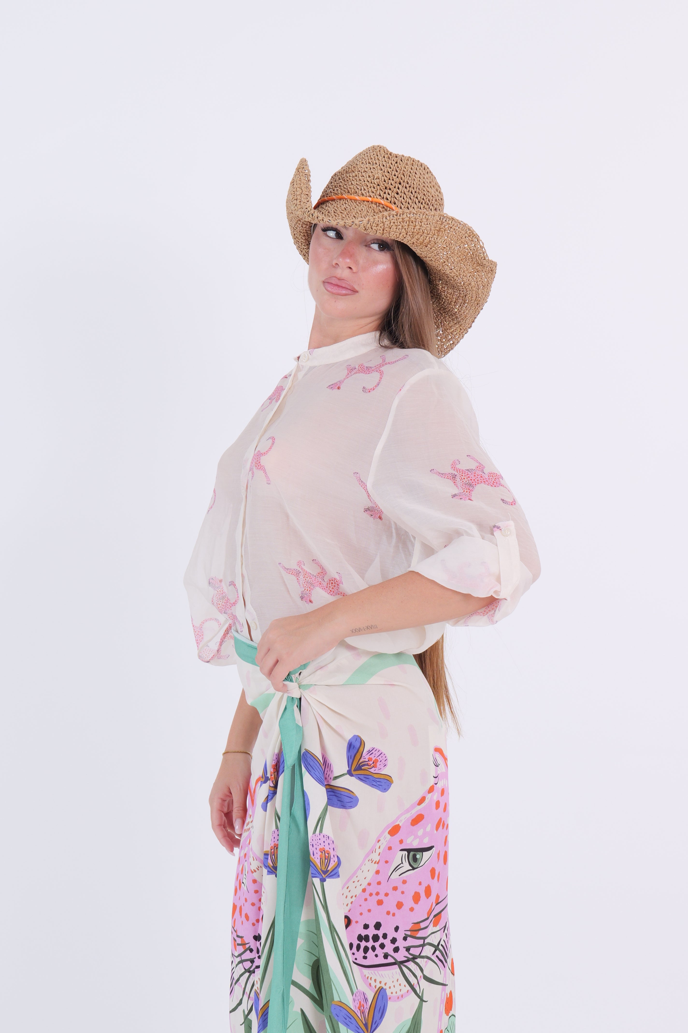 CAMICIA MUSSOLA LEOPARDO ROSA