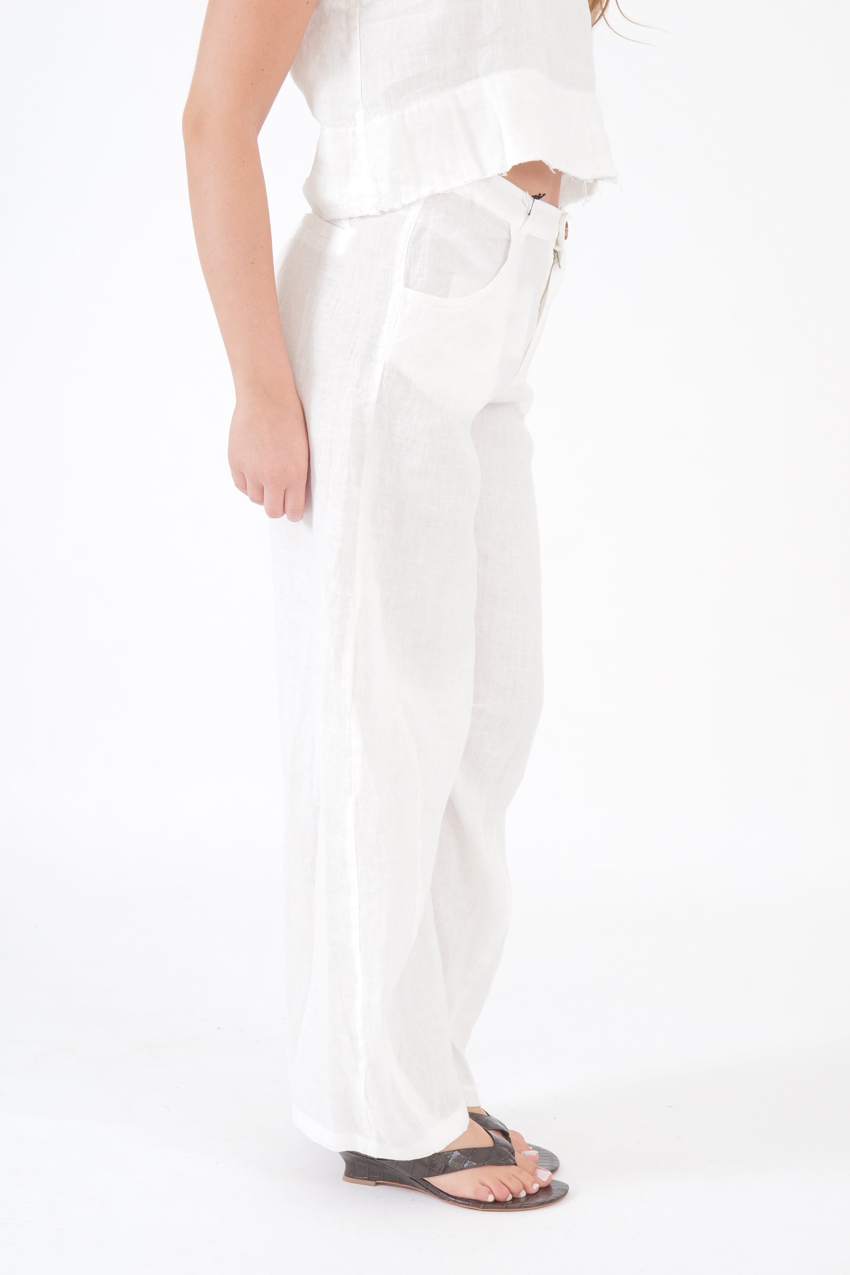 PANTALONE LINO PANNA