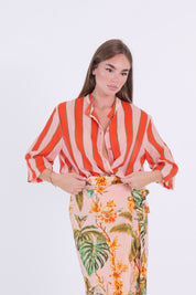 CAMICIA MUSSOLA RIGA ARANCIO/PESCA