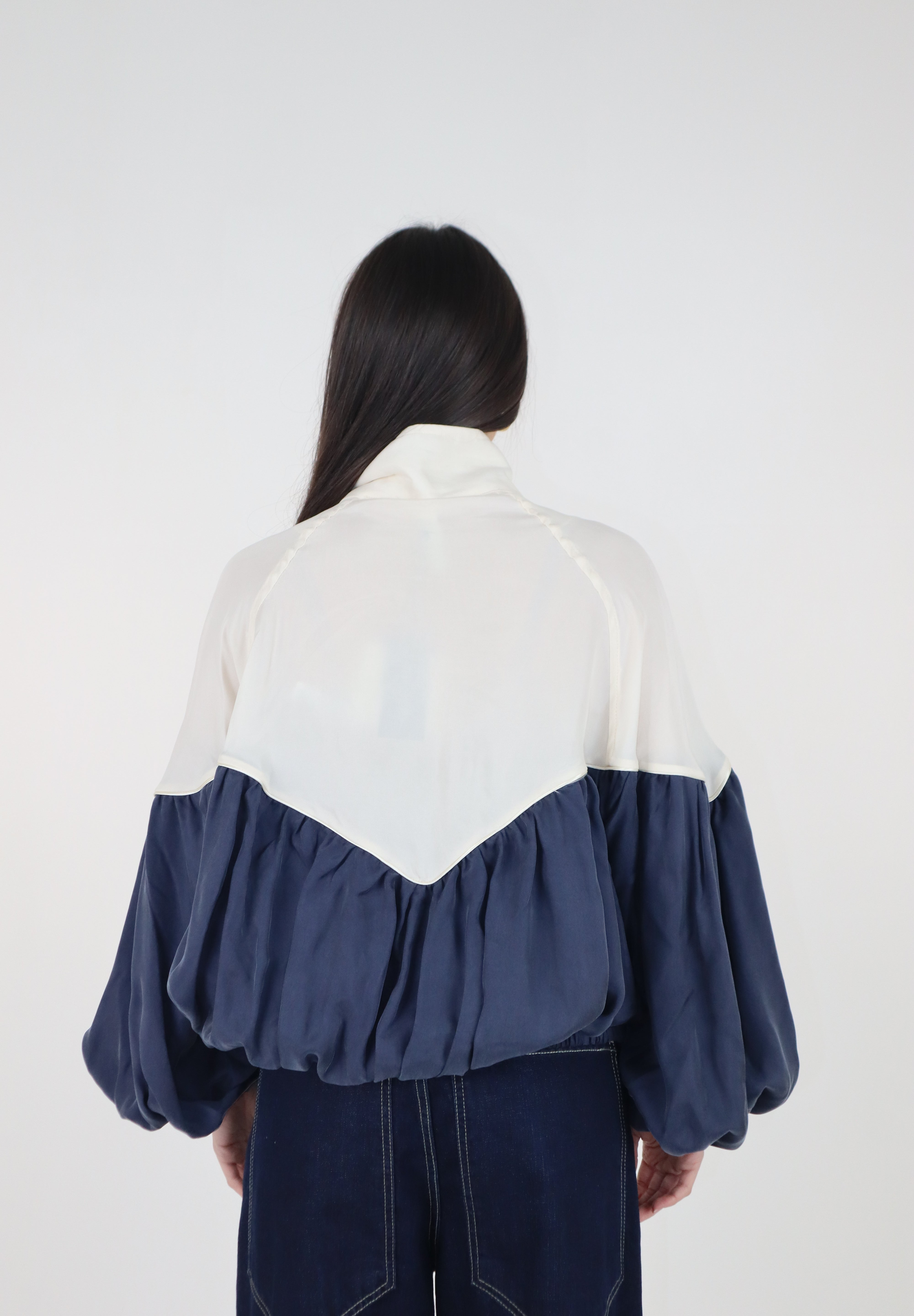 GIACCA BOMBER CUPRO BLU