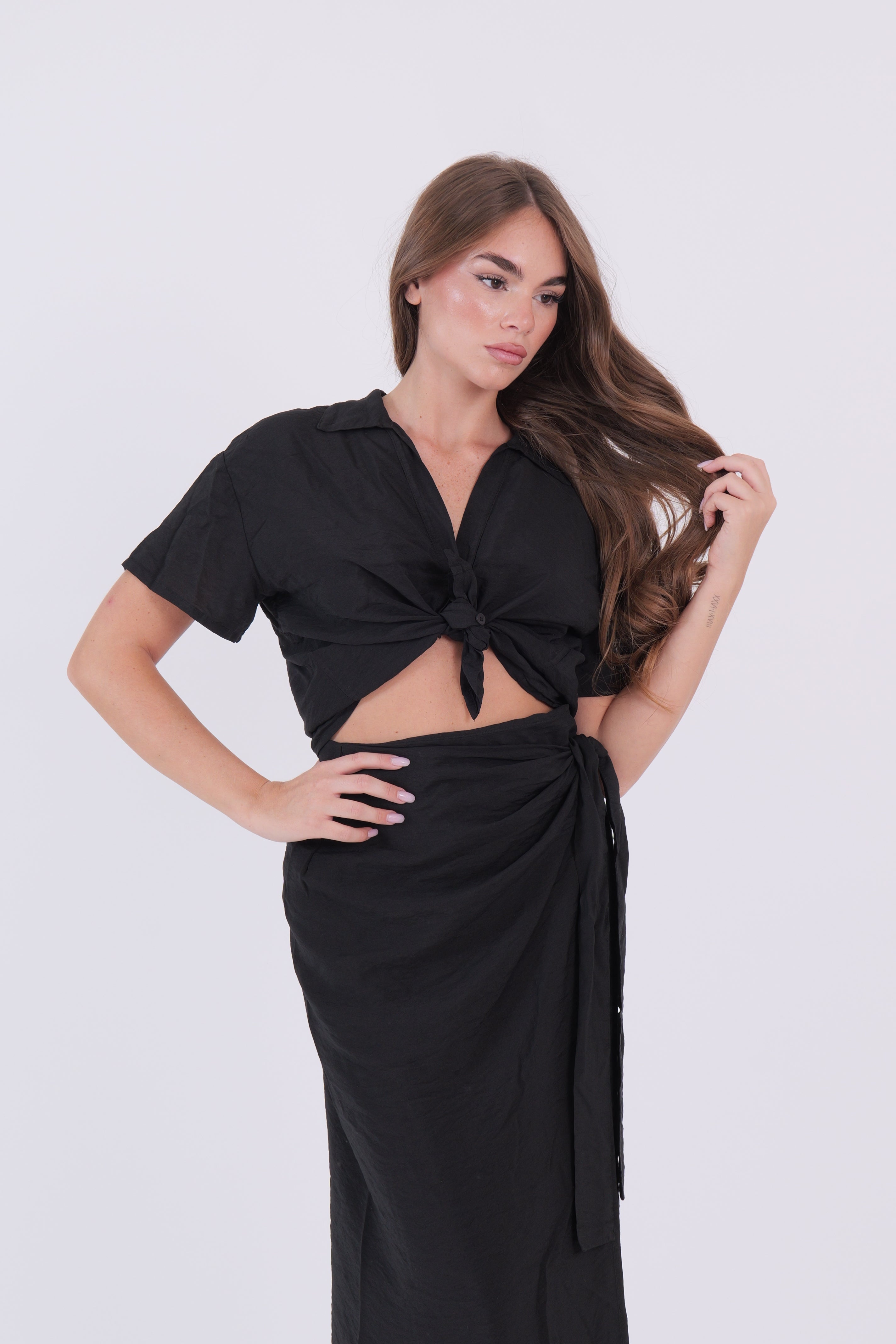 CAMICIA MEZZA MANICA NERA