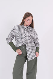 CAMICIA FIOCCO PANNA/VERDE