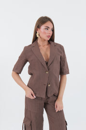 GIACCA LINO CHOCOLATE