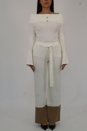 CREAM TWO-TONE TROUSERS