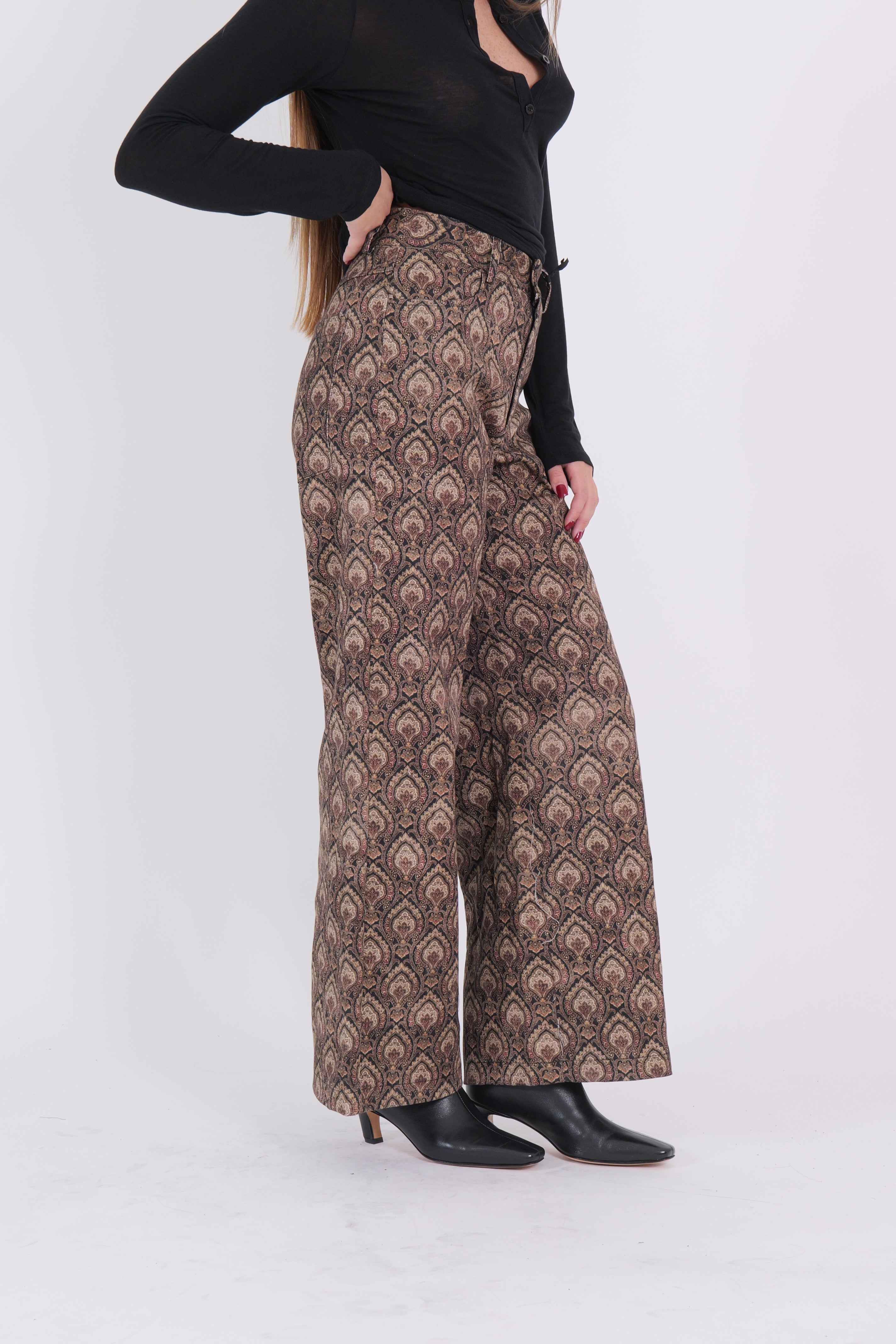PANTALONE FANTASY NERO/CAMMELLO