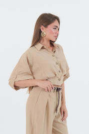 CAMICIA CROP BEIGE
