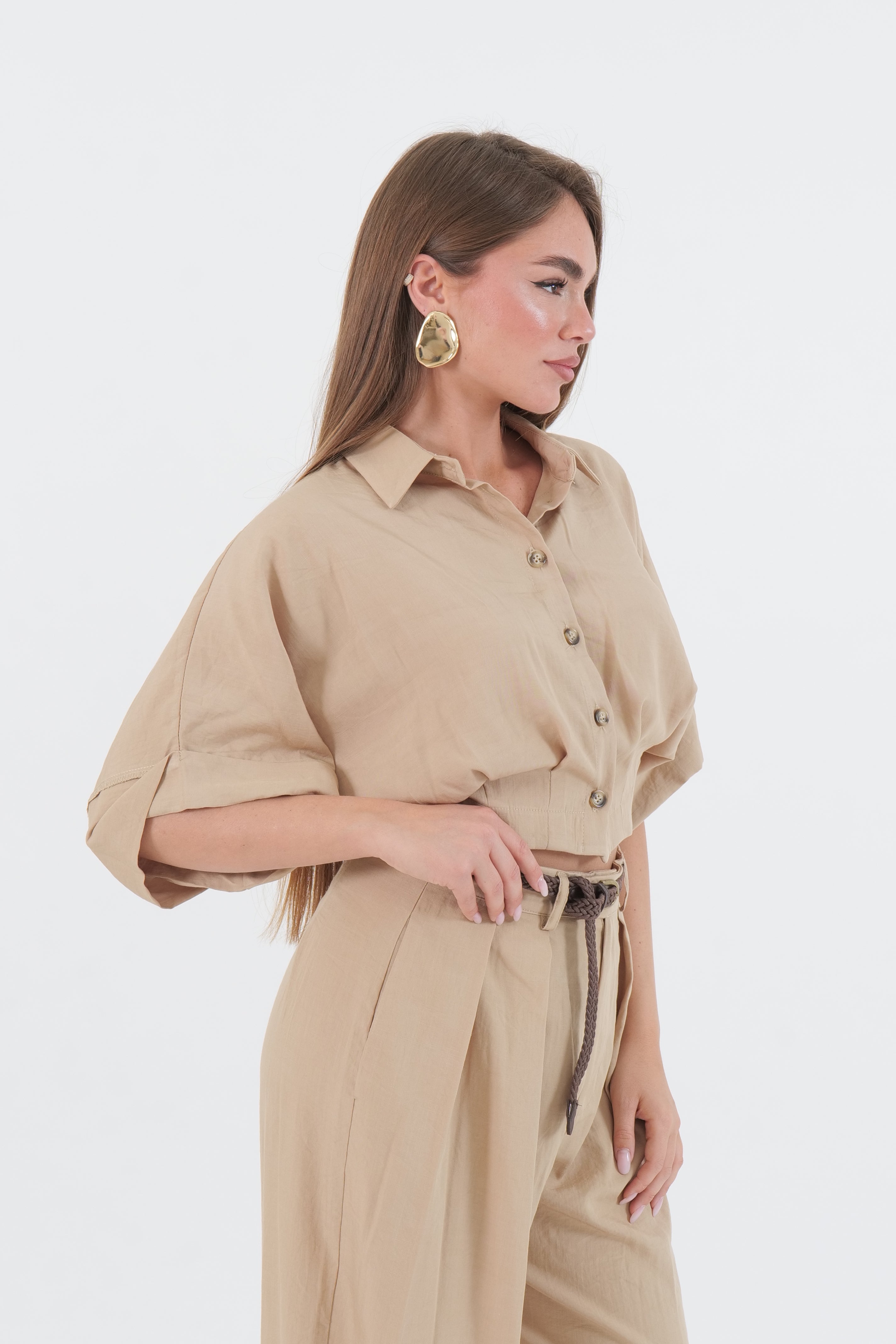 CAMICIA CROP BEIGE