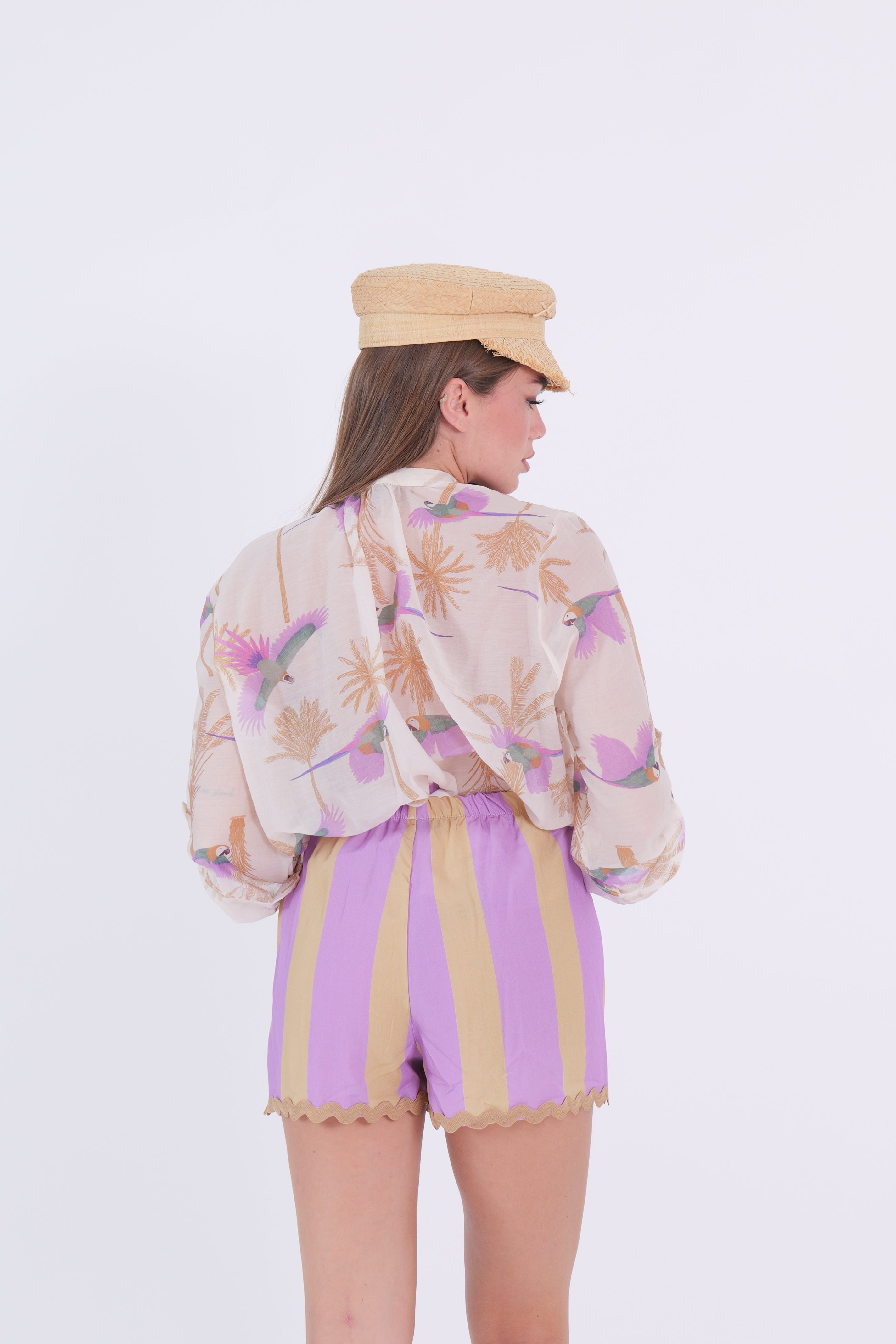 CAMICIA MUSSOLA PAPPAGALLI LILLA