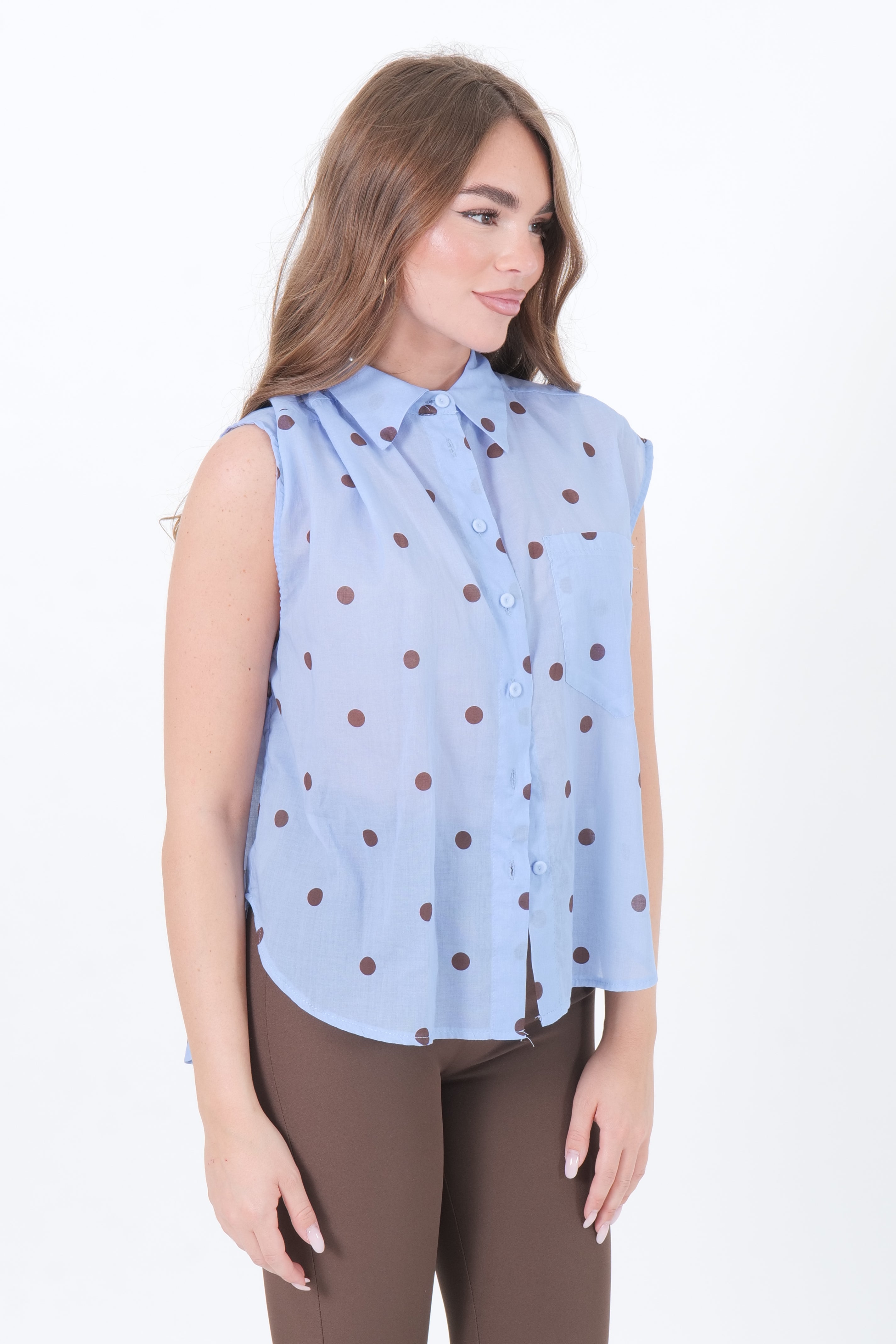 CAMICIA SMANICATA POIS
