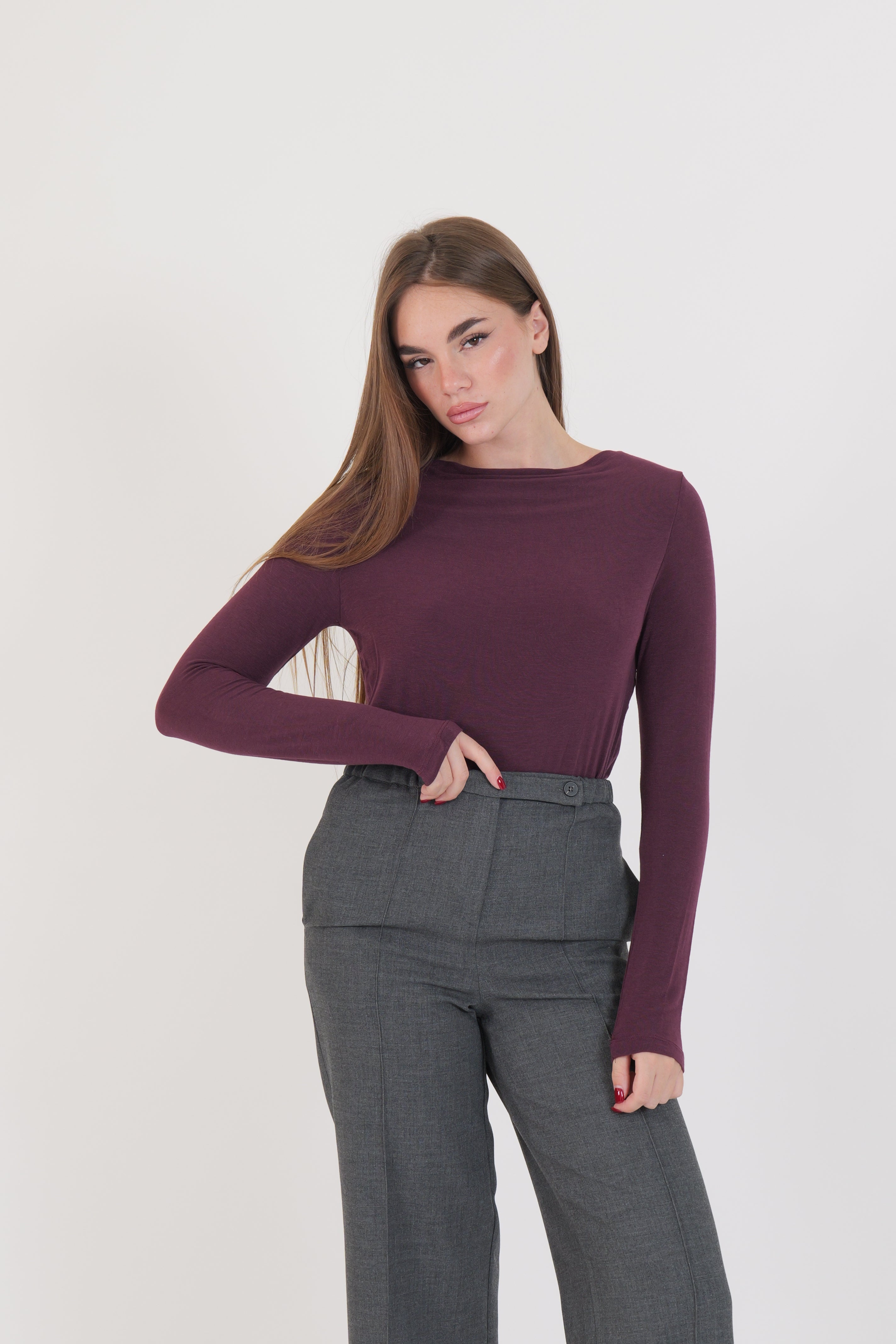MAGLIA MISTO CASHMERE BORDEAUX