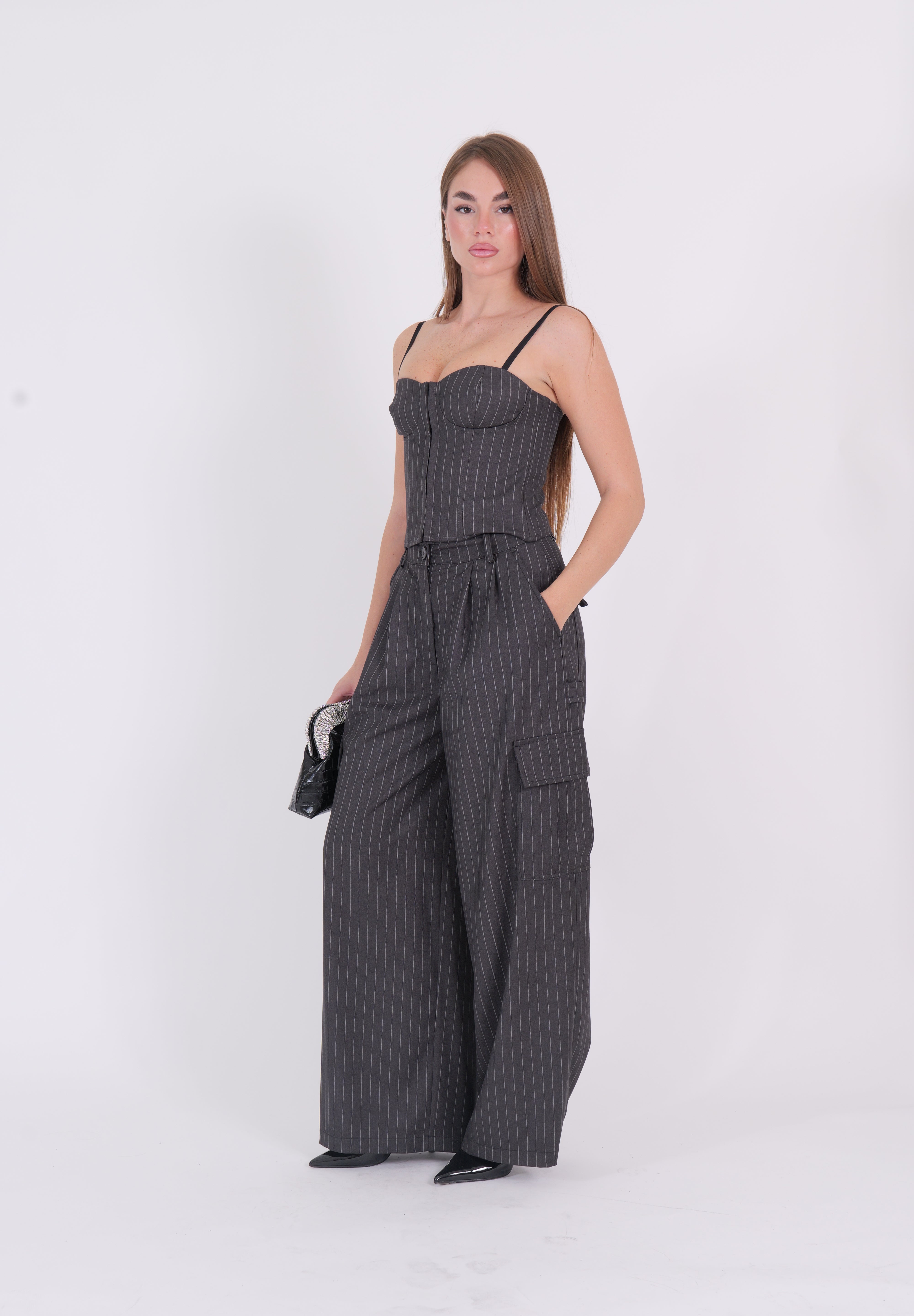 PANTALONE CARGO GESSATO GRIGIO