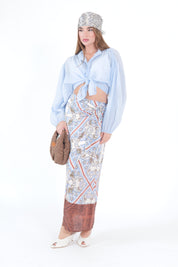GONNA PAREO FOULARD MORO/AZZURRO