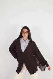 CARDIGAN IN MAGLIA CON FRANGE
