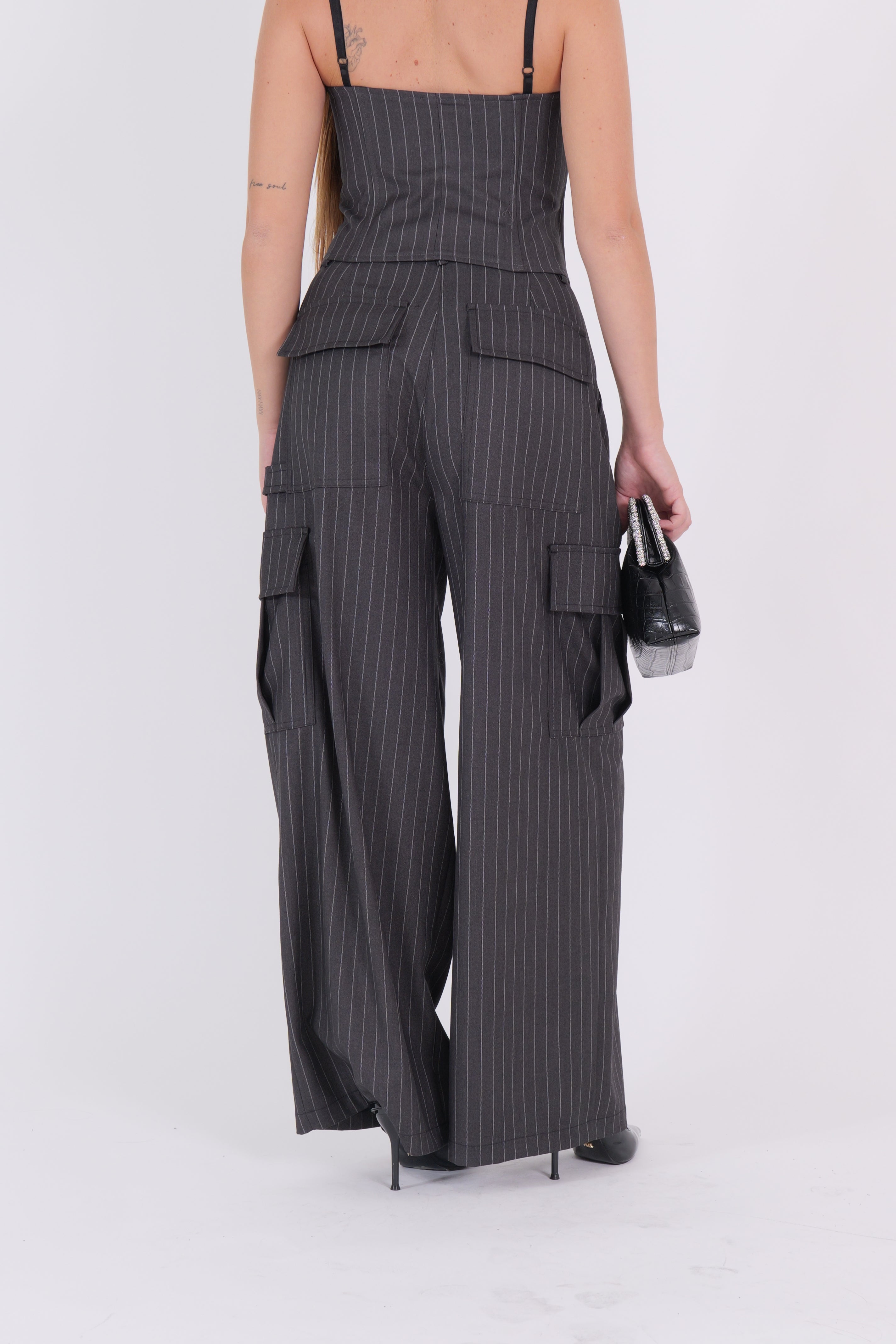 PANTALONE CARGO GESSATO GRIGIO