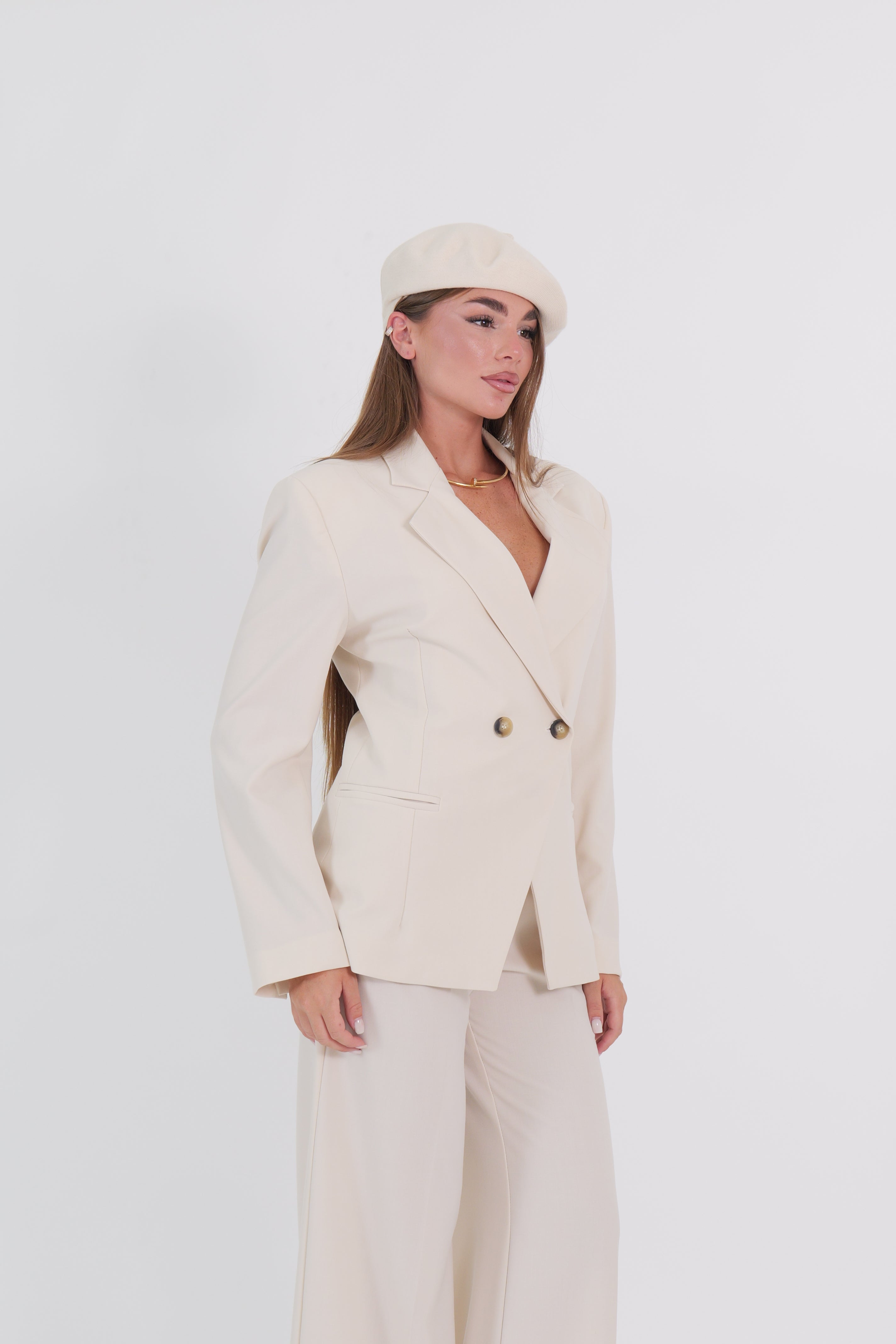 BLAZER ANA DOPPIOPETTO BURRO