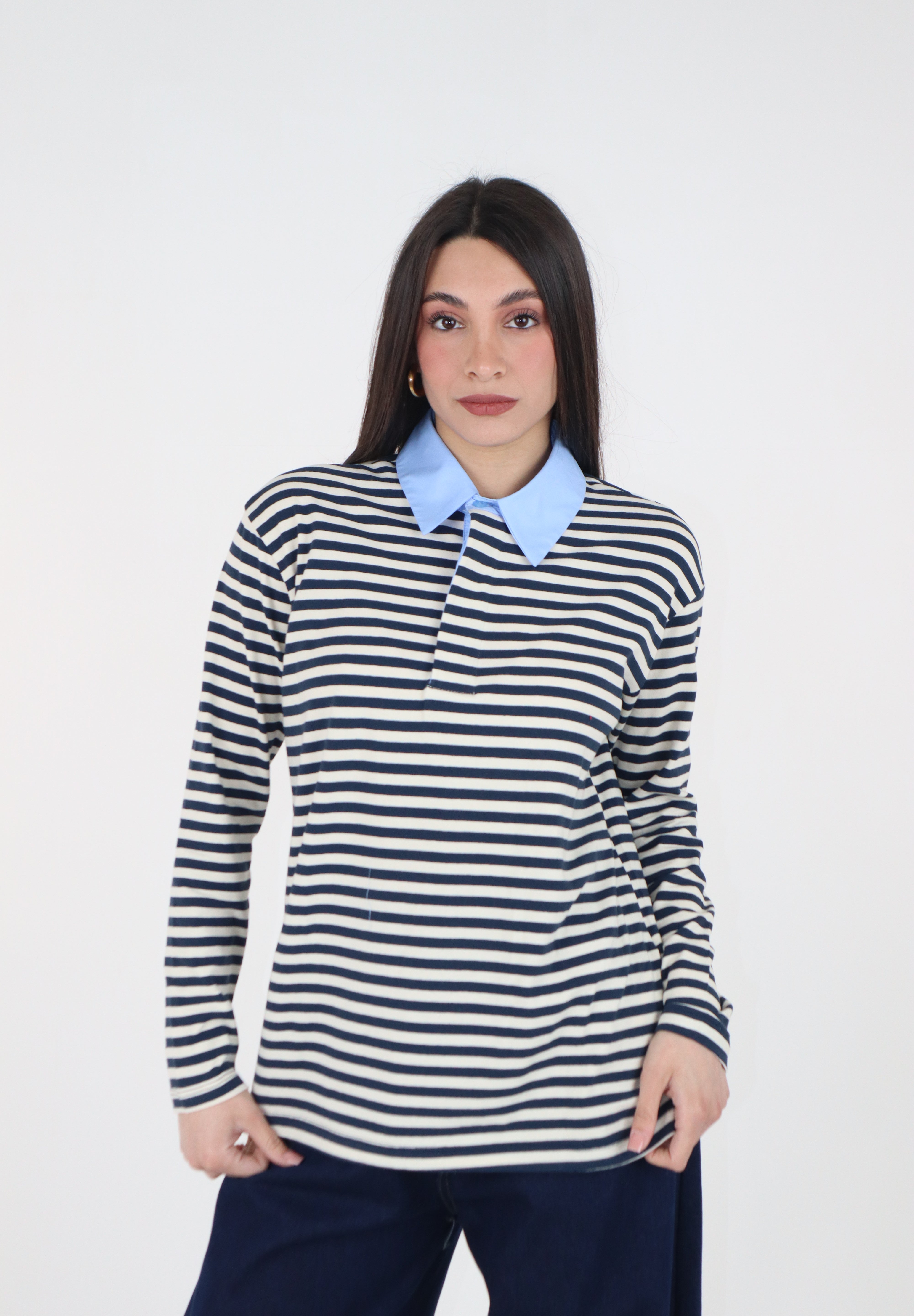 MAGLIA RIGHE COLLO CAMICIA