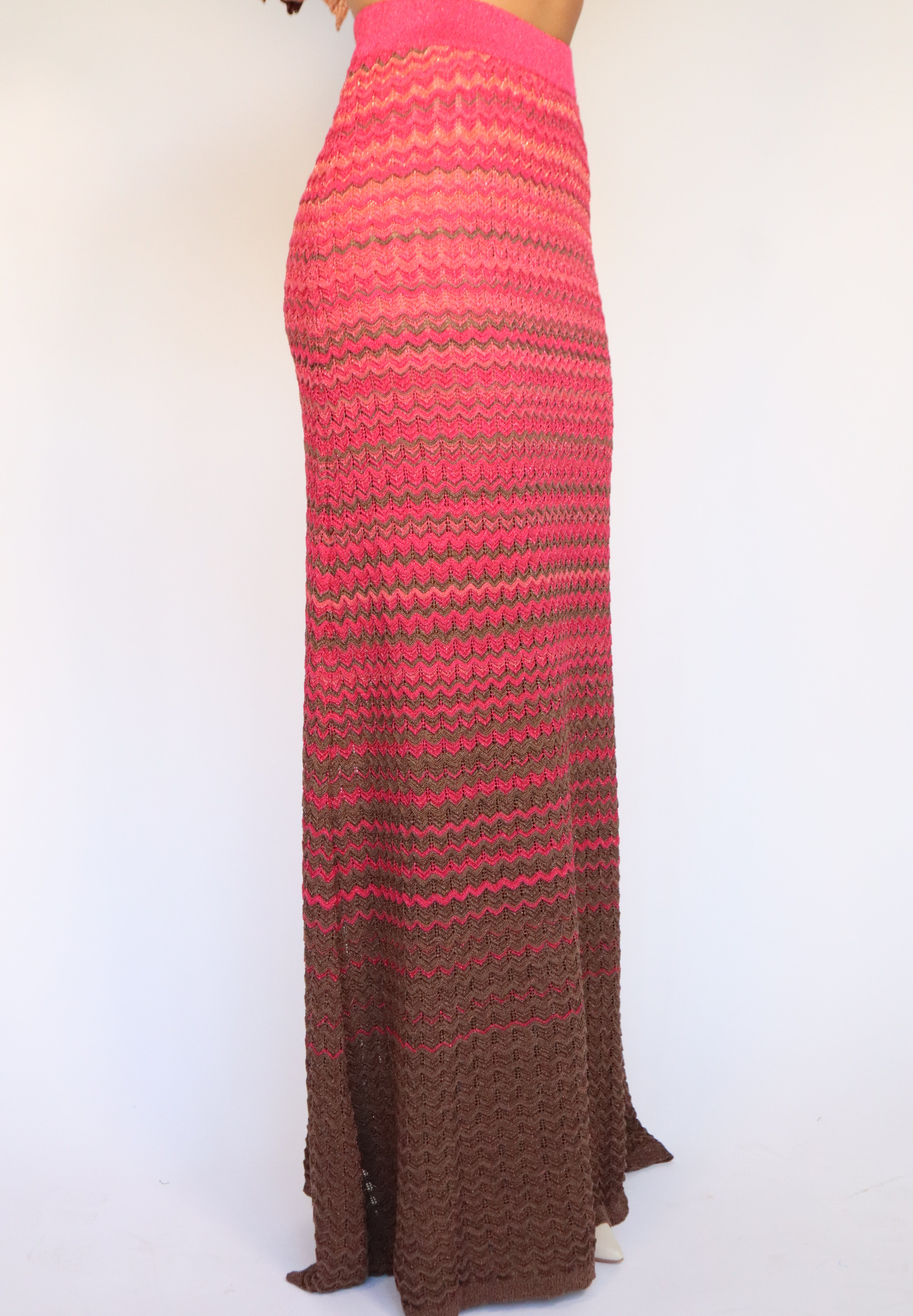 GONNA IN MAGLIA LUREX DEGRADE FUCSIA