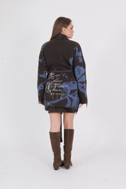 CARDIGAN DORA POEM BLU/MORO