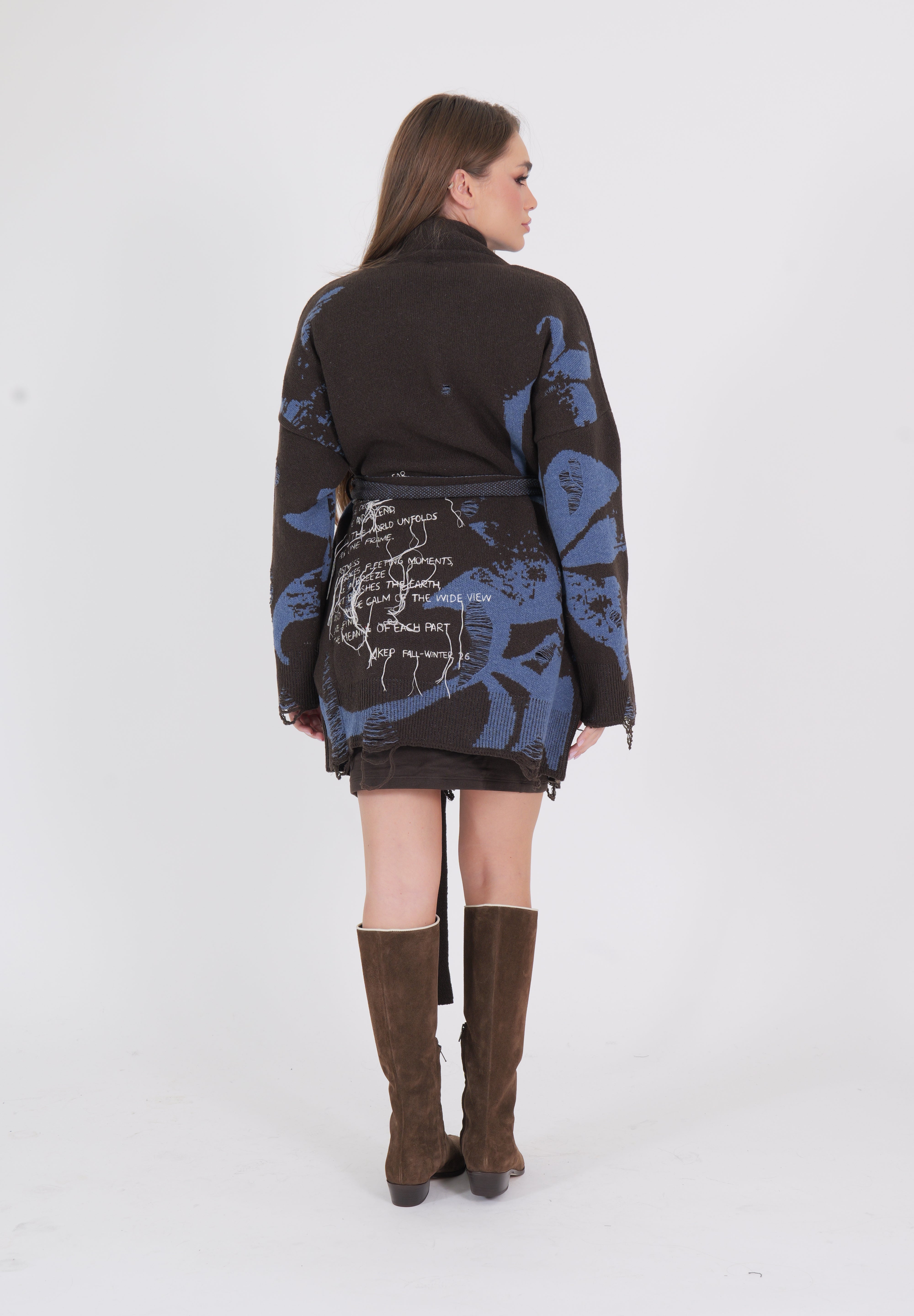 CARDIGAN DORA POEM BLU/MORO