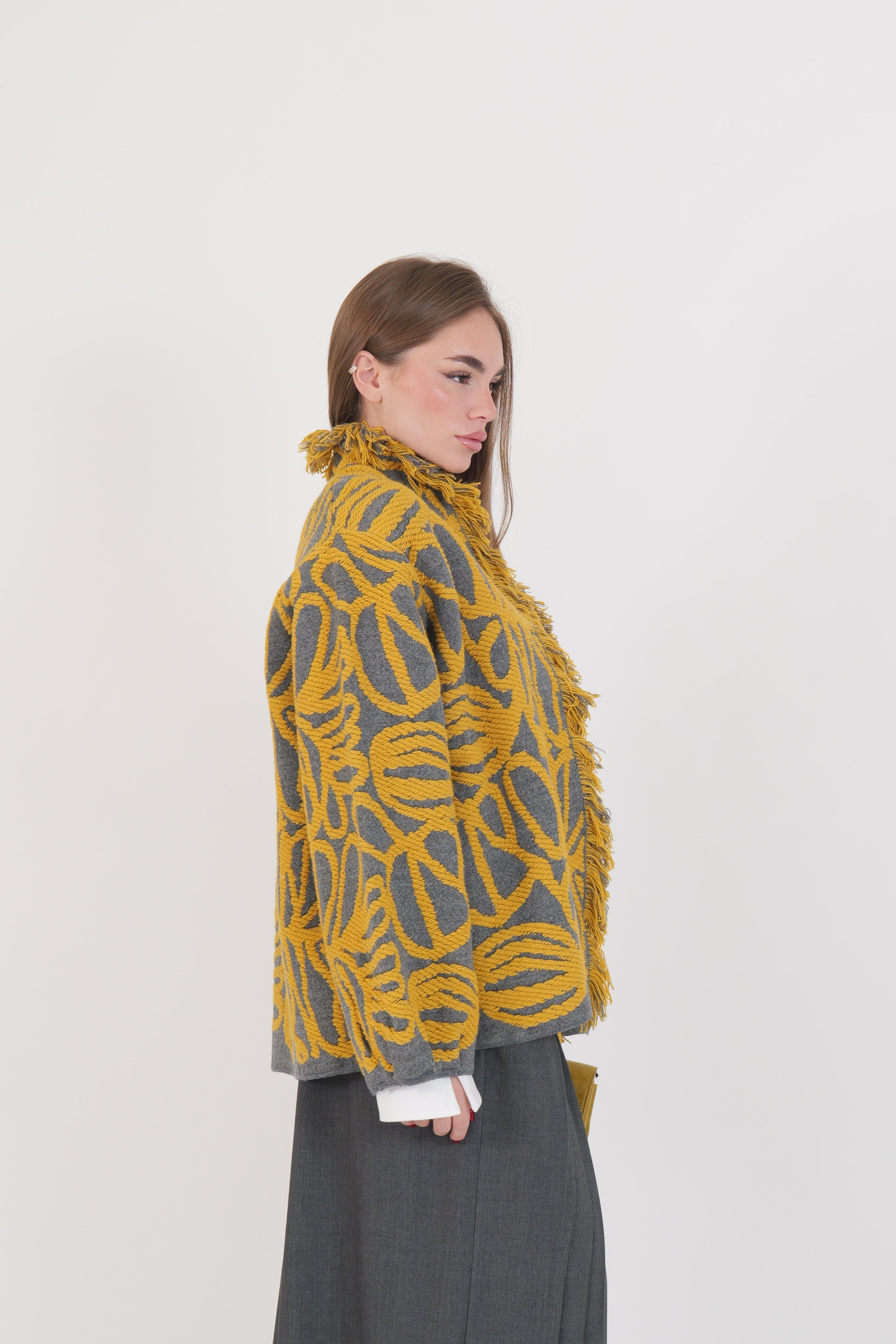 CARDIGAN DIXIE GIALLO/GRIGIO