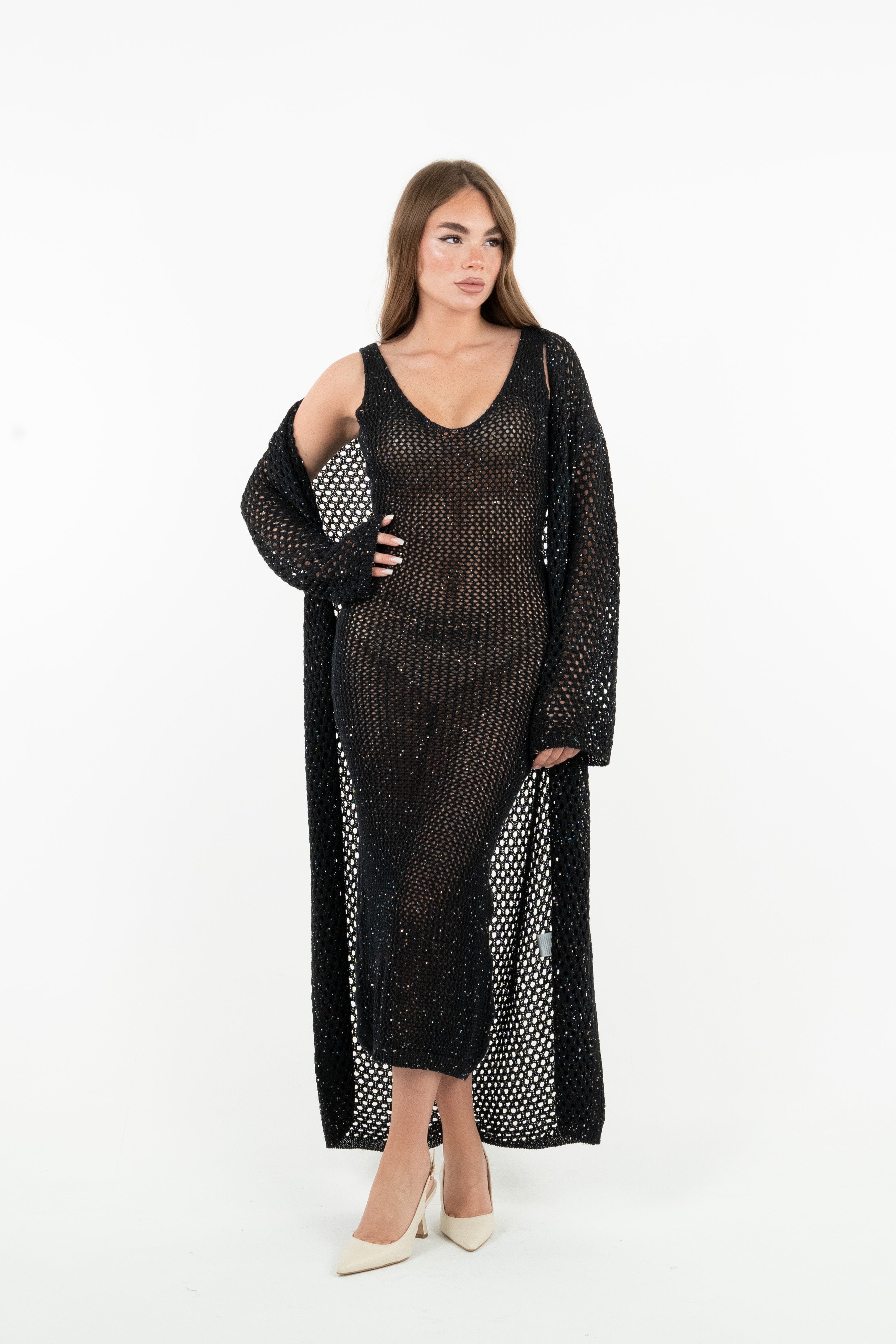CARDIGAN PUNTO RETE NERO