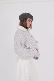 BOMBER MOHAIR BIANCO E ROSA
