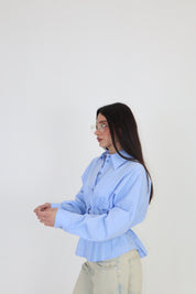 CAMICIA POPELINE CELESTE