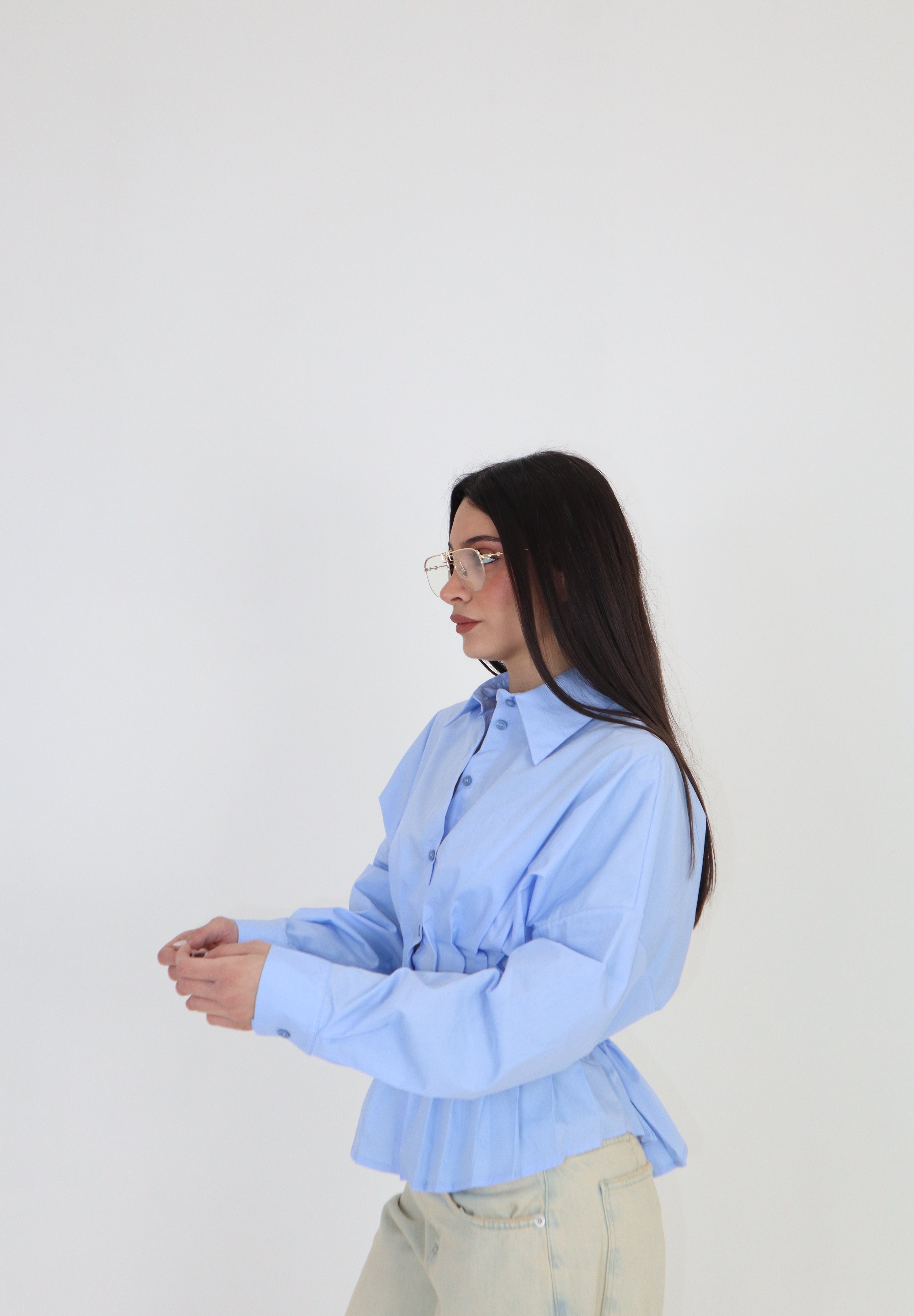 CAMICIA POPELINE CELESTE