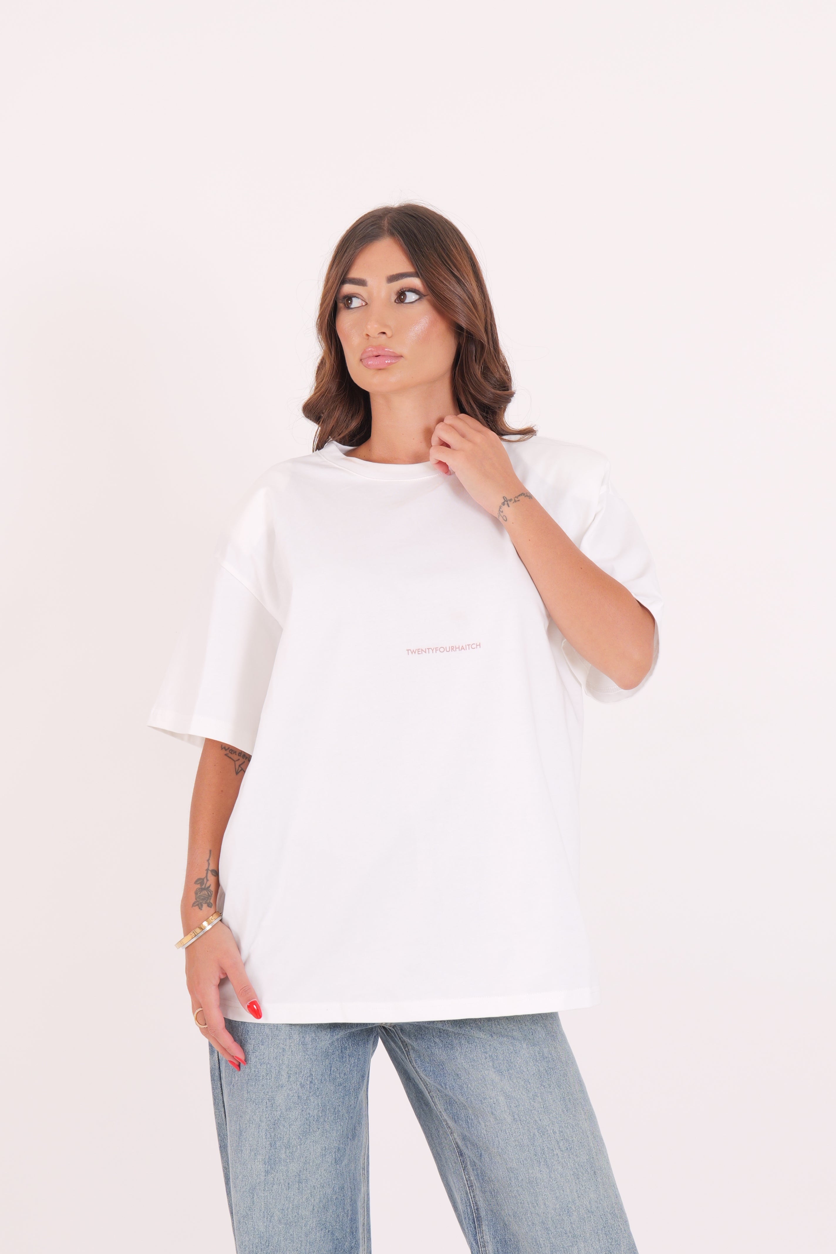 T-SHIRT NEW MOON BIANCO/ROSA