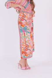 GONNA LUNGA FOULARD ROSA