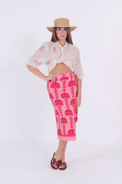 GONNA PAREO MIDI PALME ROSA/ROSSO