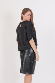 T-SHIRT SATIN SPALLINE NERO
